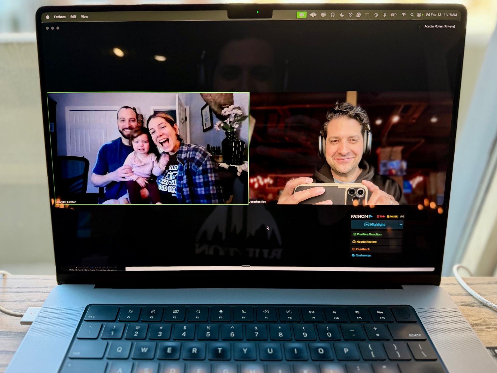 Jonathan on a coaching call with a couple and their baby