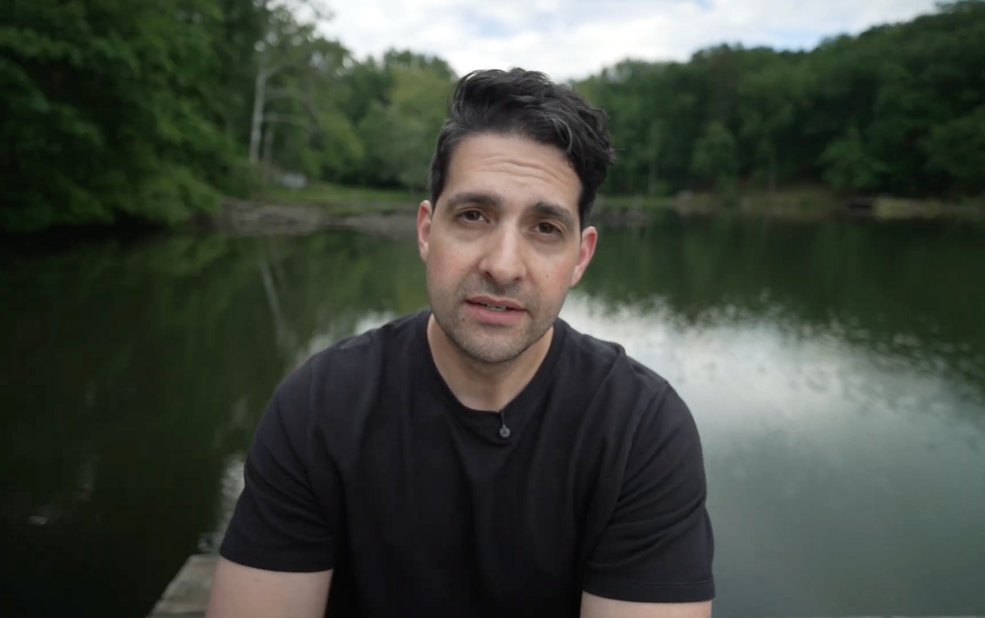Jonathan David Ray filming by the lake
